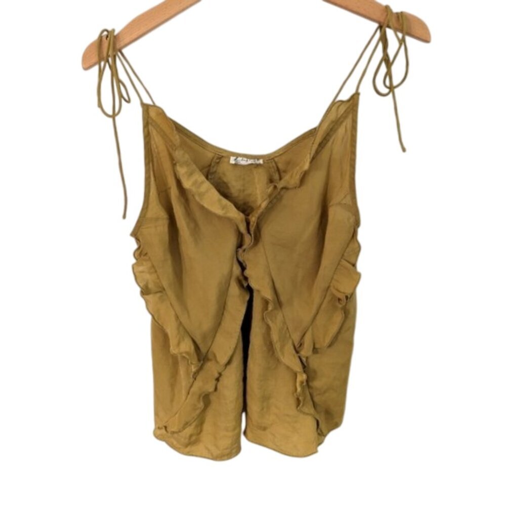 Free People Autumn Satin‎ Ruffle Strap Tie Top Size XS